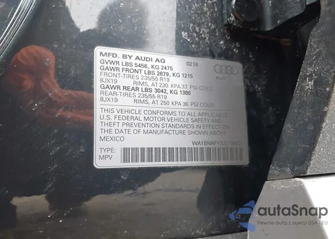 2018 Audi Q5 2.0T Premium/2.0T Tech Premium из США, поврежденный, VIN WA1BNAFY3J2139021